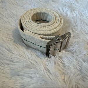Posey Cream Canvas Gait Belt with Metal Buckle